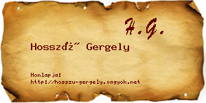 Hosszú Gergely névjegykártya